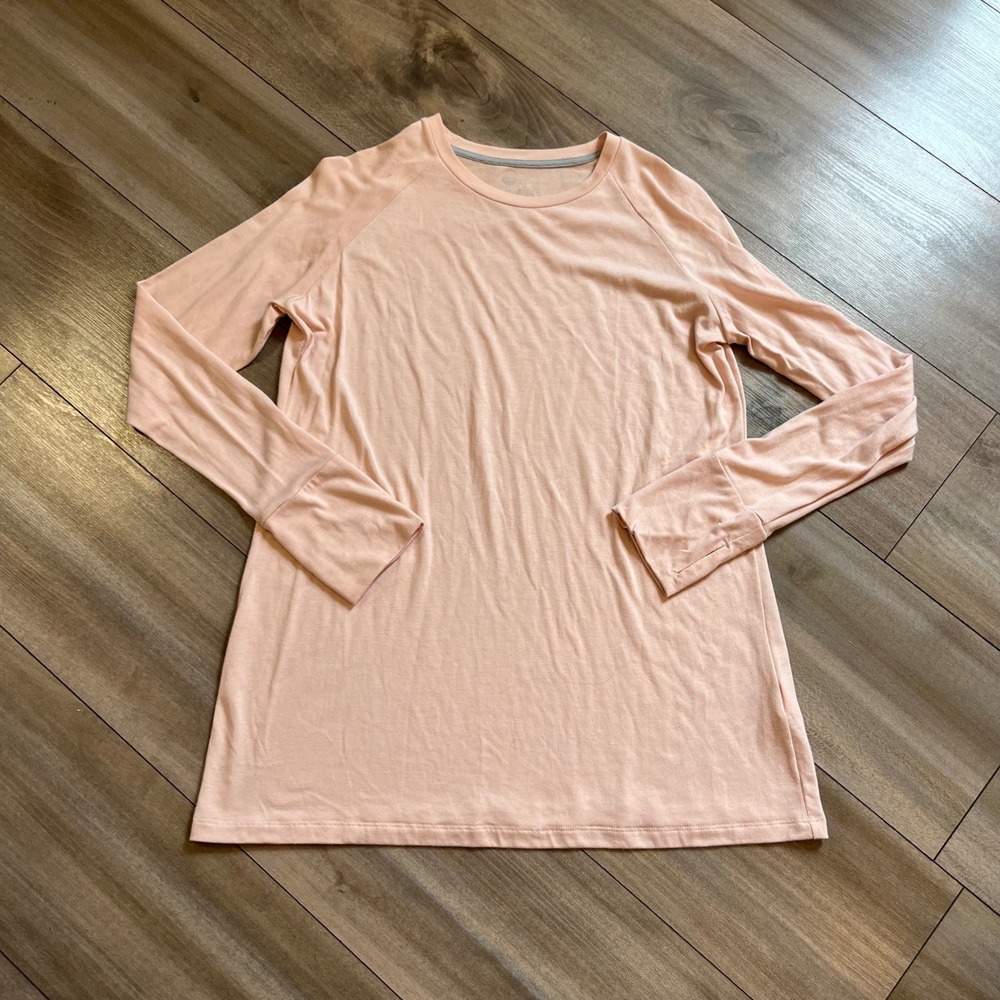 Free Fly Women Bamboo Performance Long Sleeve Shirt Peach Pink Large Bin o-74